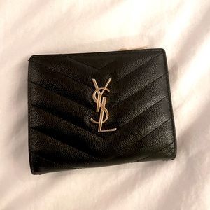 Saint Laurent quilted textured-leather wallet in Black